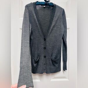 LOFT Gray Button-Up Cardigan. Hip length. Size M